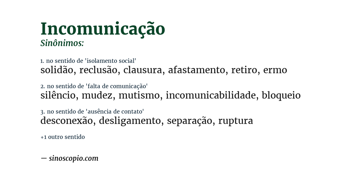 Sinônimo de incomunicação