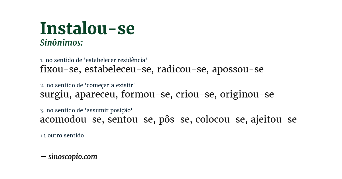 Sinônimo de instalou-se