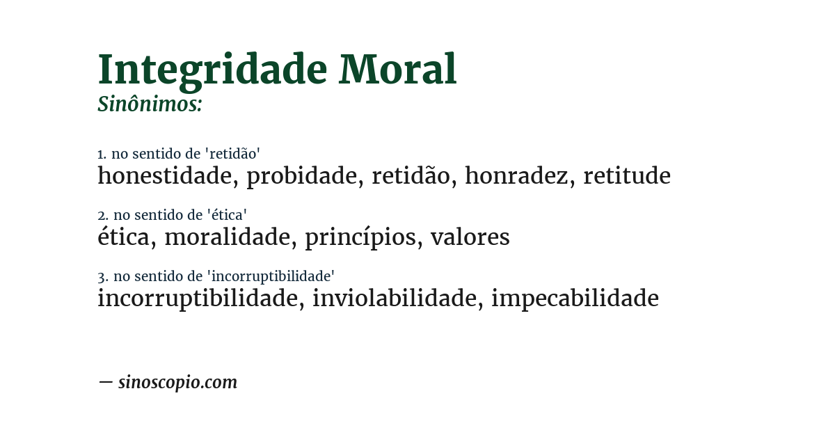 Sinônimo de integridade moral