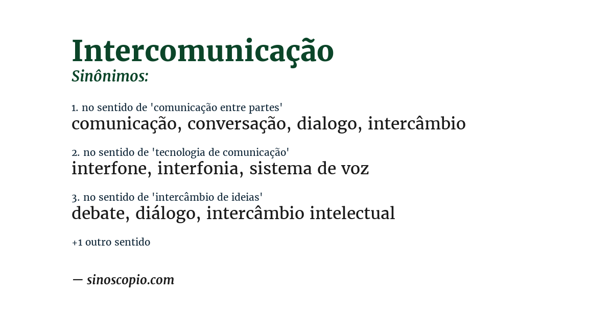 Sinônimo de intercomunicação