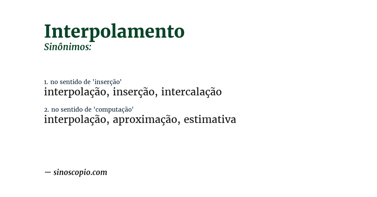 Sinônimo de interpolamento