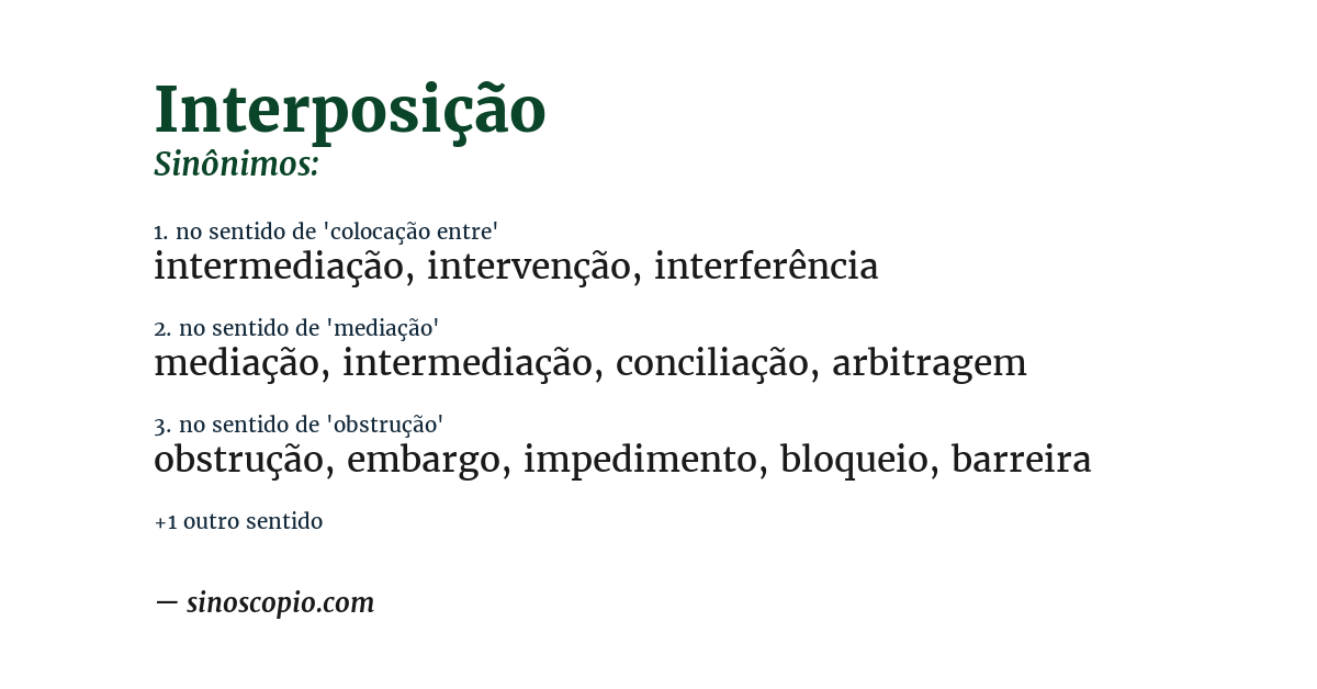 Sinônimo de interposição