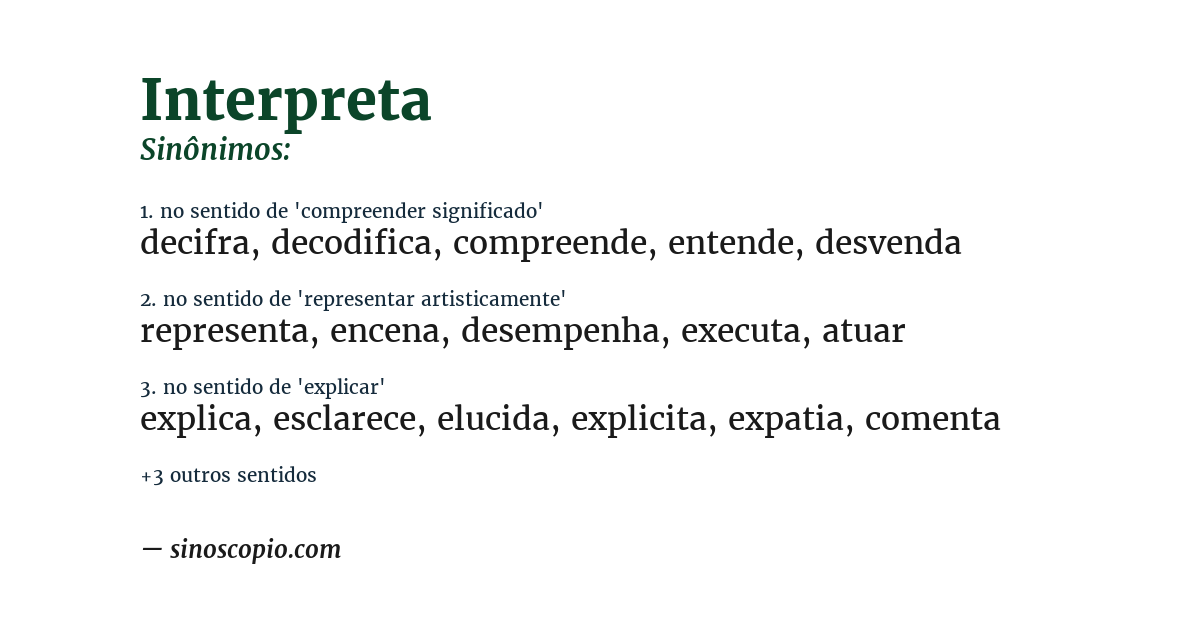 Sinônimo de interpreta