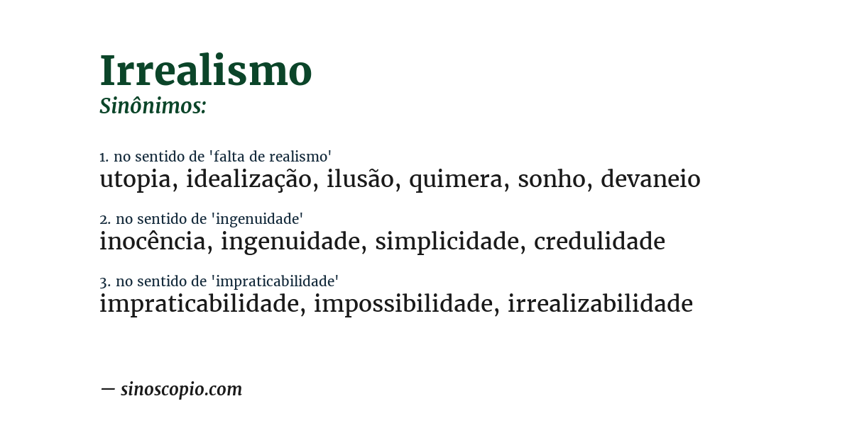 Sinônimo de irrealismo