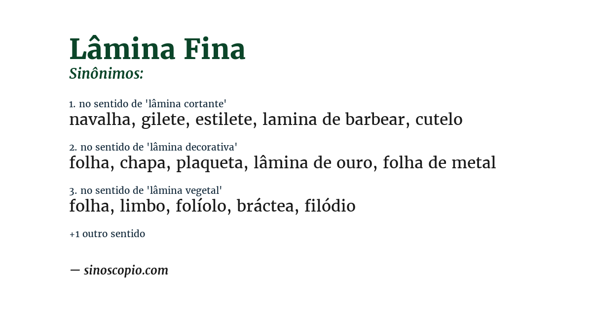 Sinônimo de lâmina fina