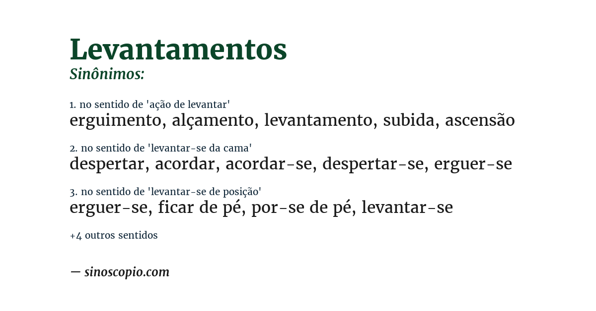 Sinônimo de levantamentos