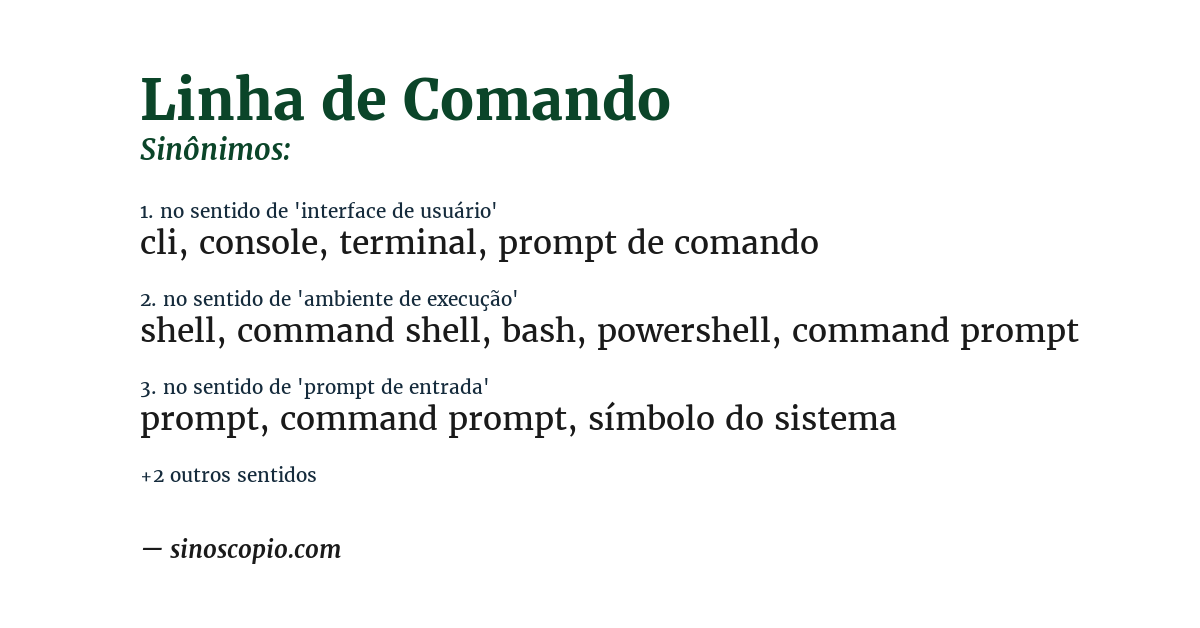 Sinônimo de linha de comando