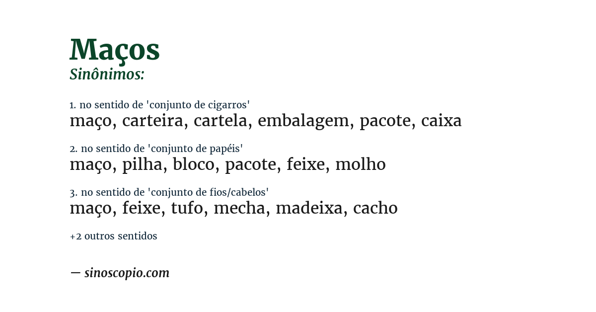 Sinônimo de maços
