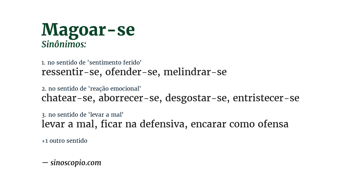 Sinônimo de magoar-se