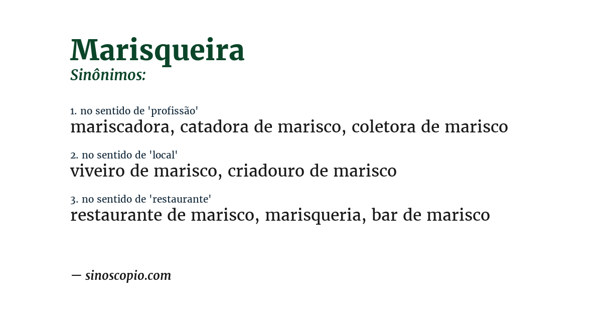 Sinônimo de marisqueira