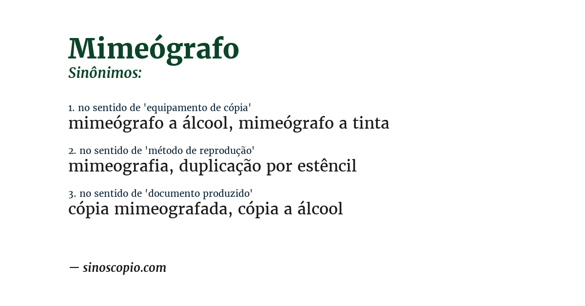 Sinônimo de mimeógrafo