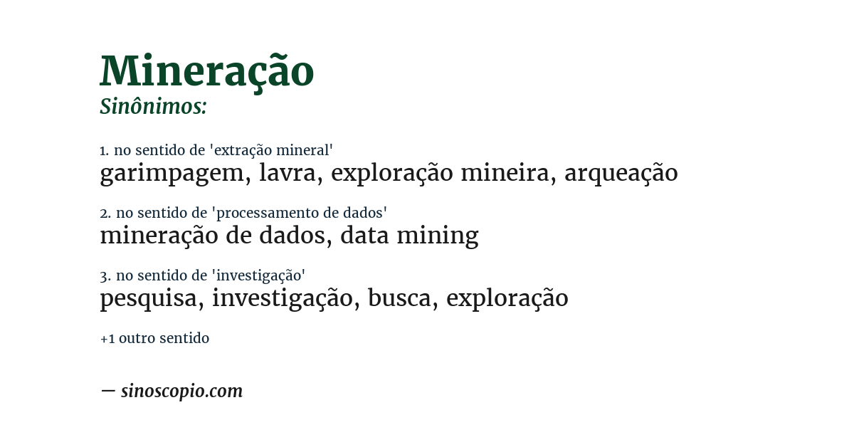 Sinônimo de mineração