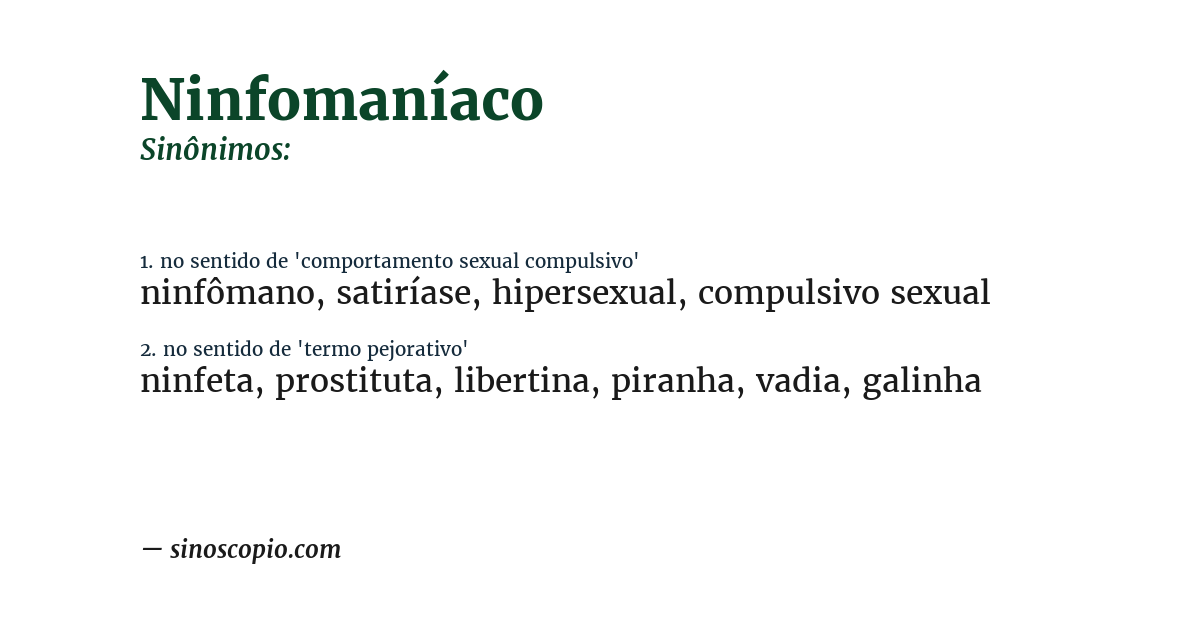 Sinônimo de ninfomaníaco