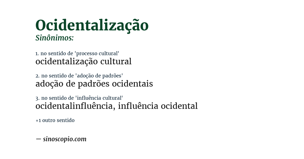 Sinônimo de ocidentalização