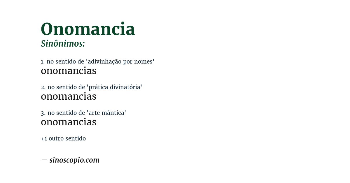 Sinônimo de onomancia