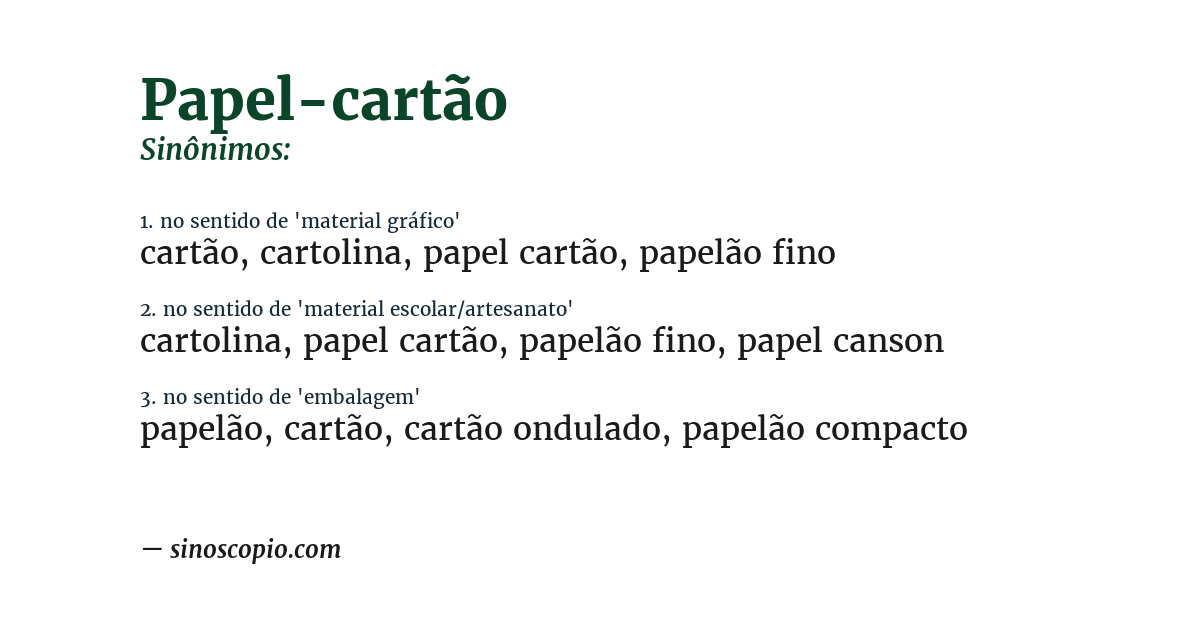 Sinônimo de papel-cartão