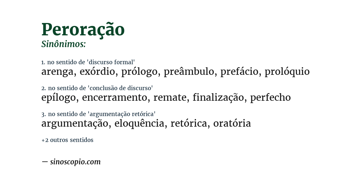 Sinônimo de peroração