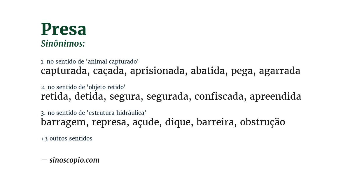 Sinônimo de presa