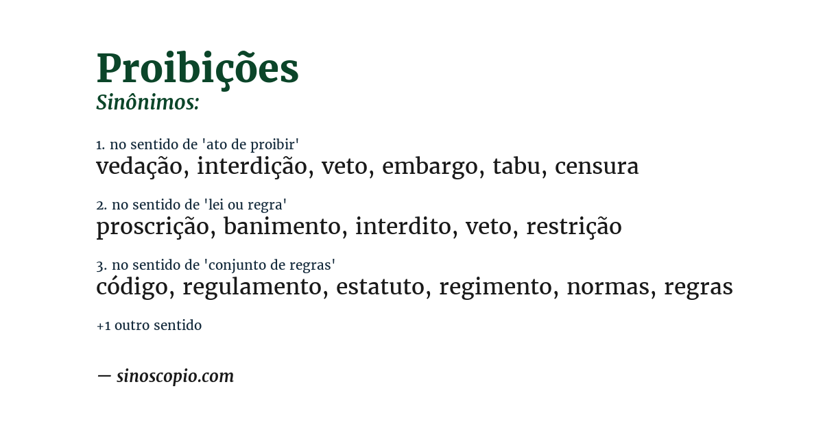 Sinônimo de proibições