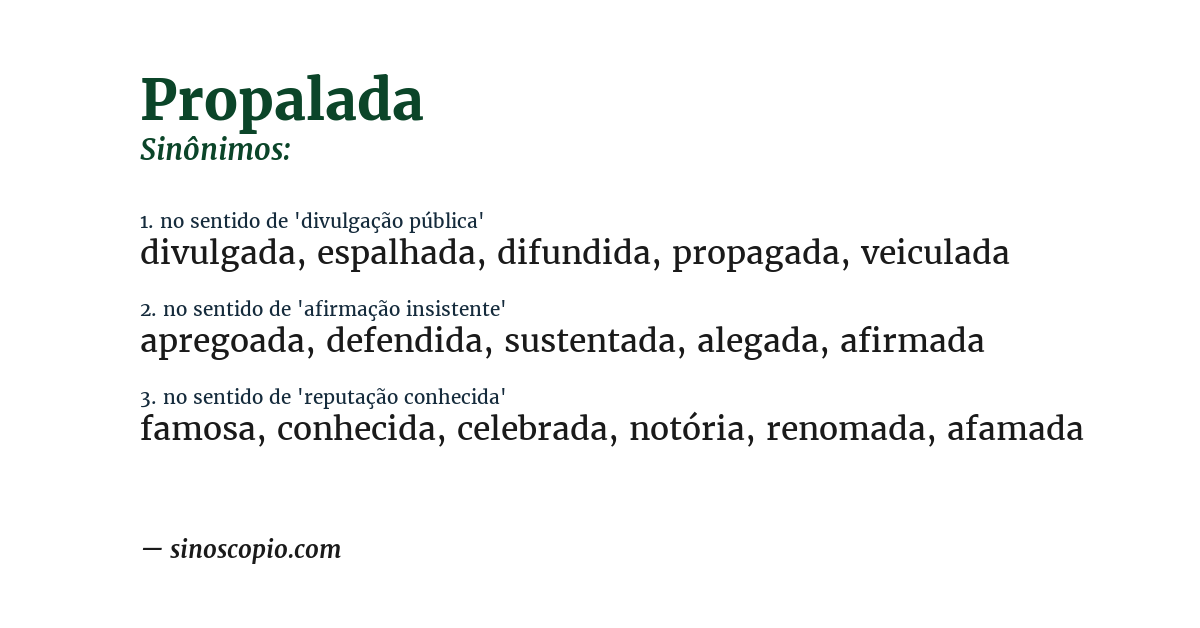 Sinônimo de propalada