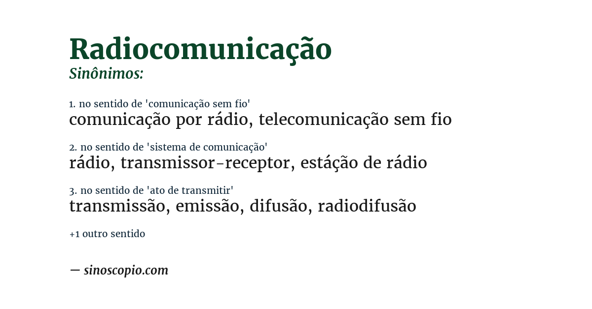 Sinônimo de radiocomunicação
