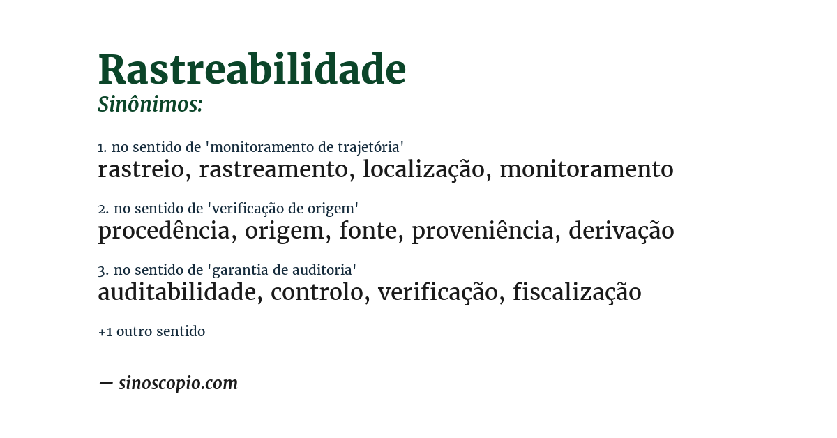 Sinônimo de rastreabilidade