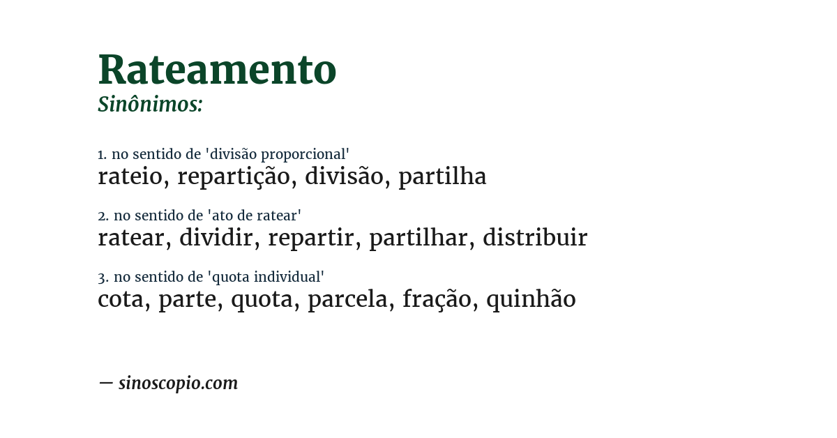 Sinônimo de rateamento