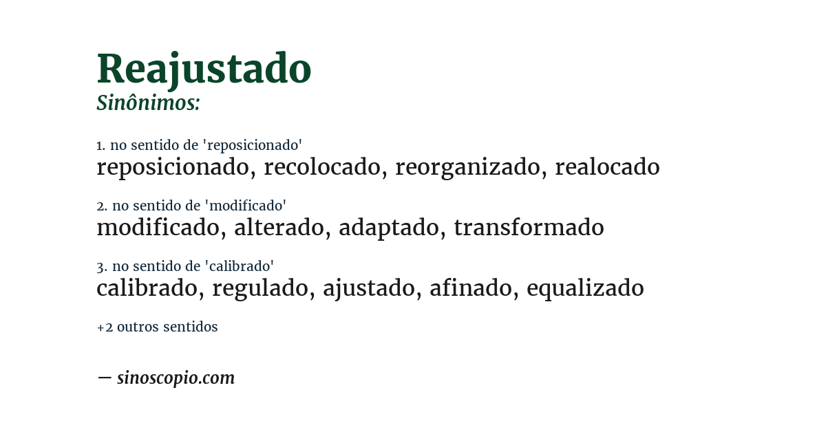 Sinônimo de reajustado