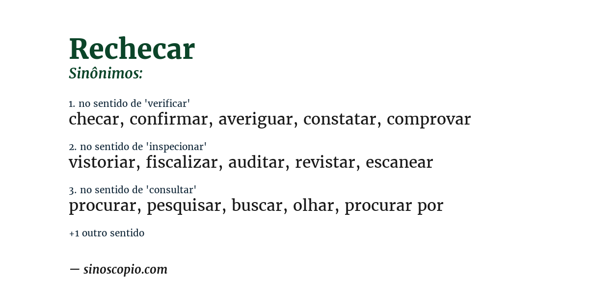 Sinônimo de rechecar