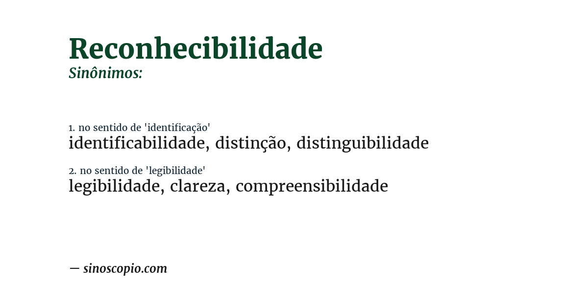 Sinônimo de reconhecibilidade