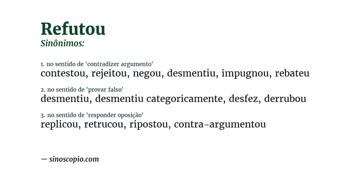 Sinônimo de refutou