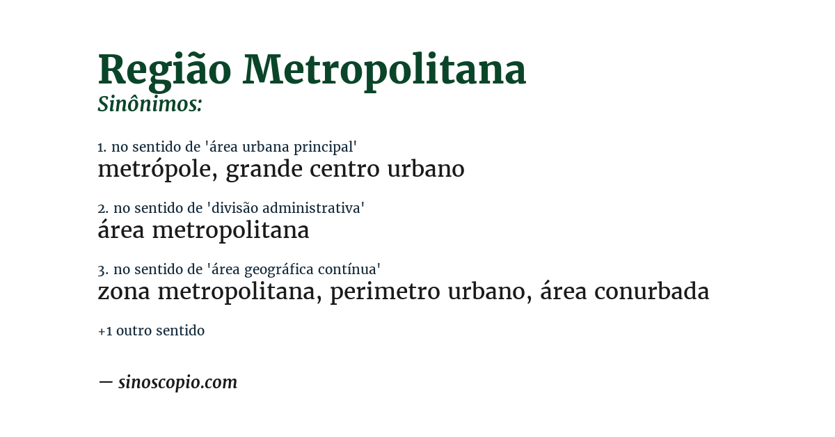 Sinônimo de região metropolitana