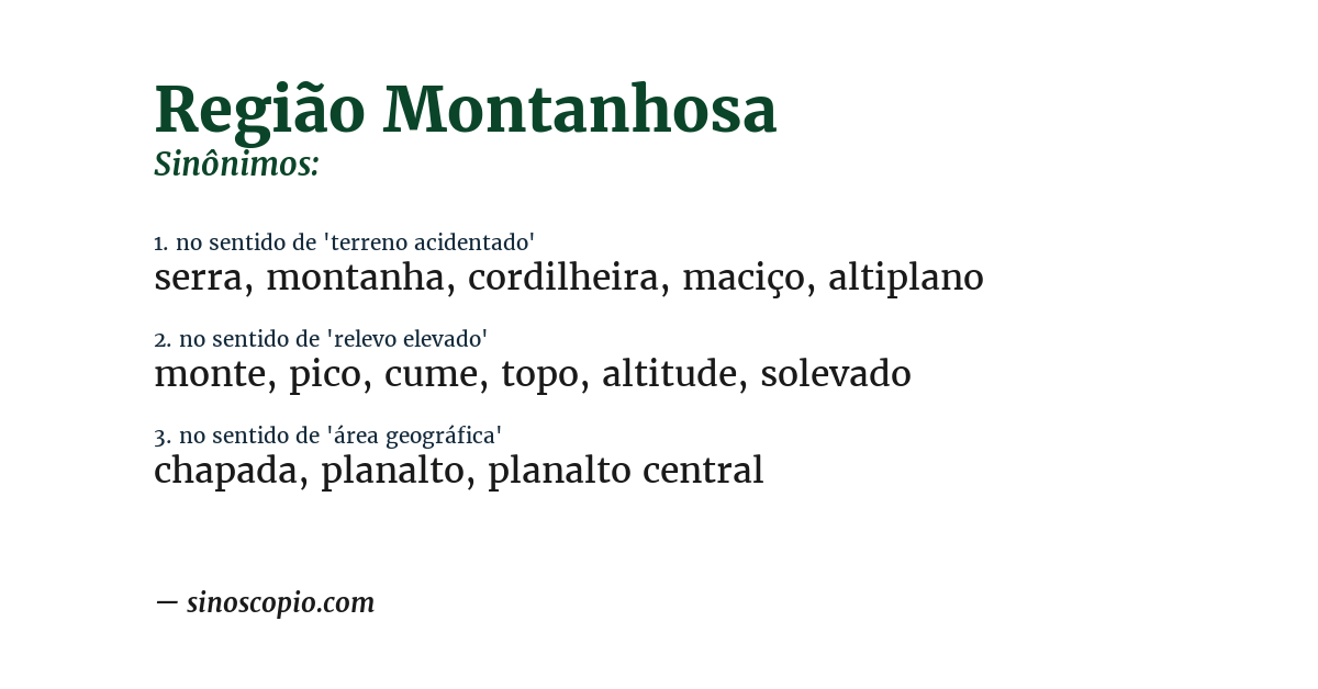 Sinônimo de região montanhosa