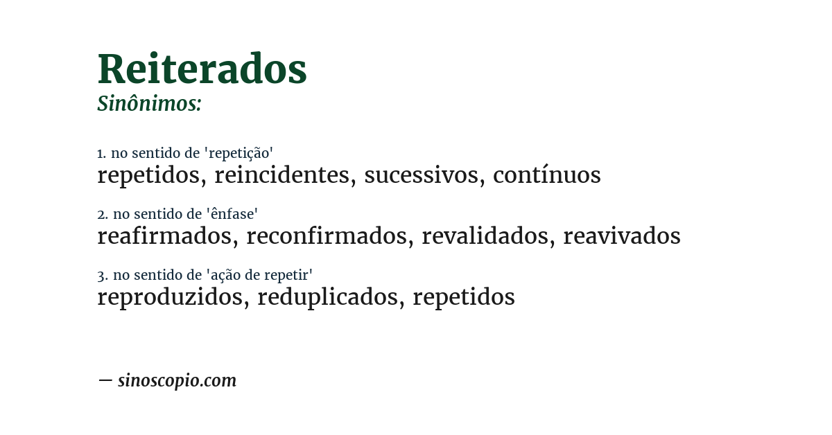 Sinônimo de reiterados