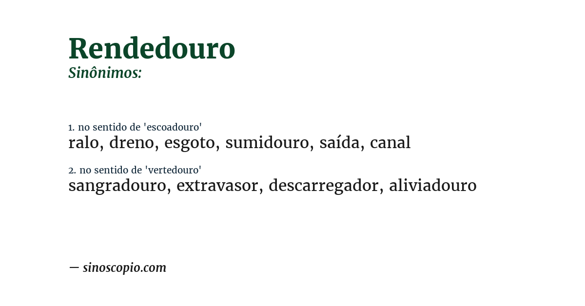 Sinônimo de rendedouro