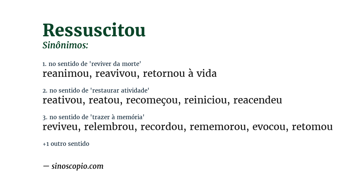 Sinônimo de ressuscitou