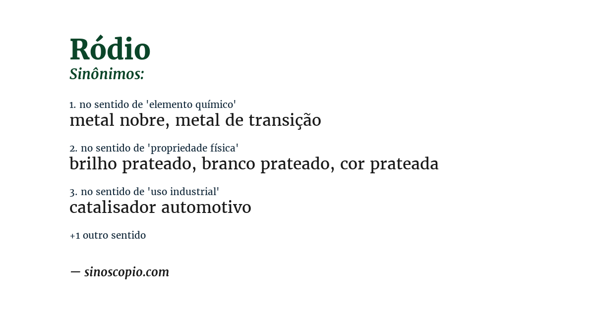 Sinônimo de ródio