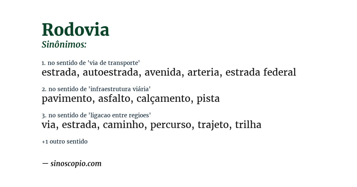 Sinônimo de rodovia