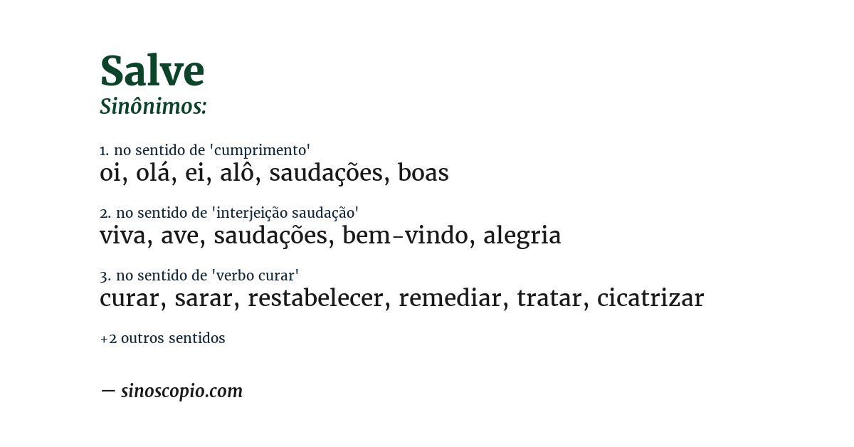 Sinônimo de salve