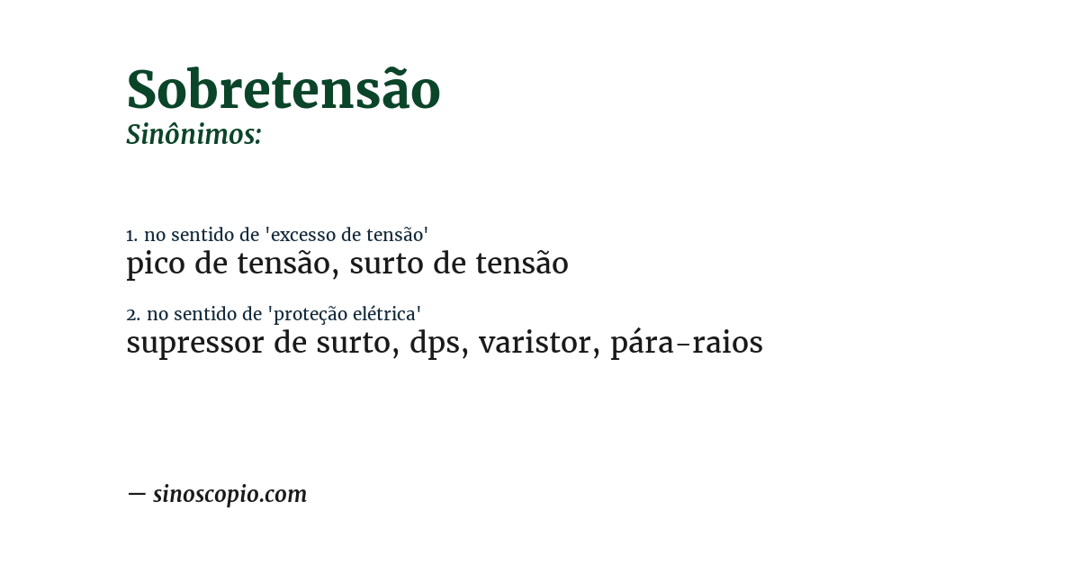 Sinônimo de sobretensão