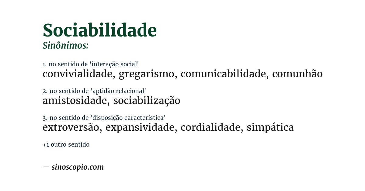 Sinônimo de sociabilidade
