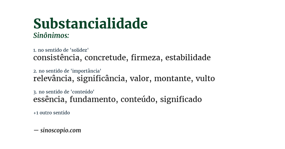 Sinônimo de substancialidade