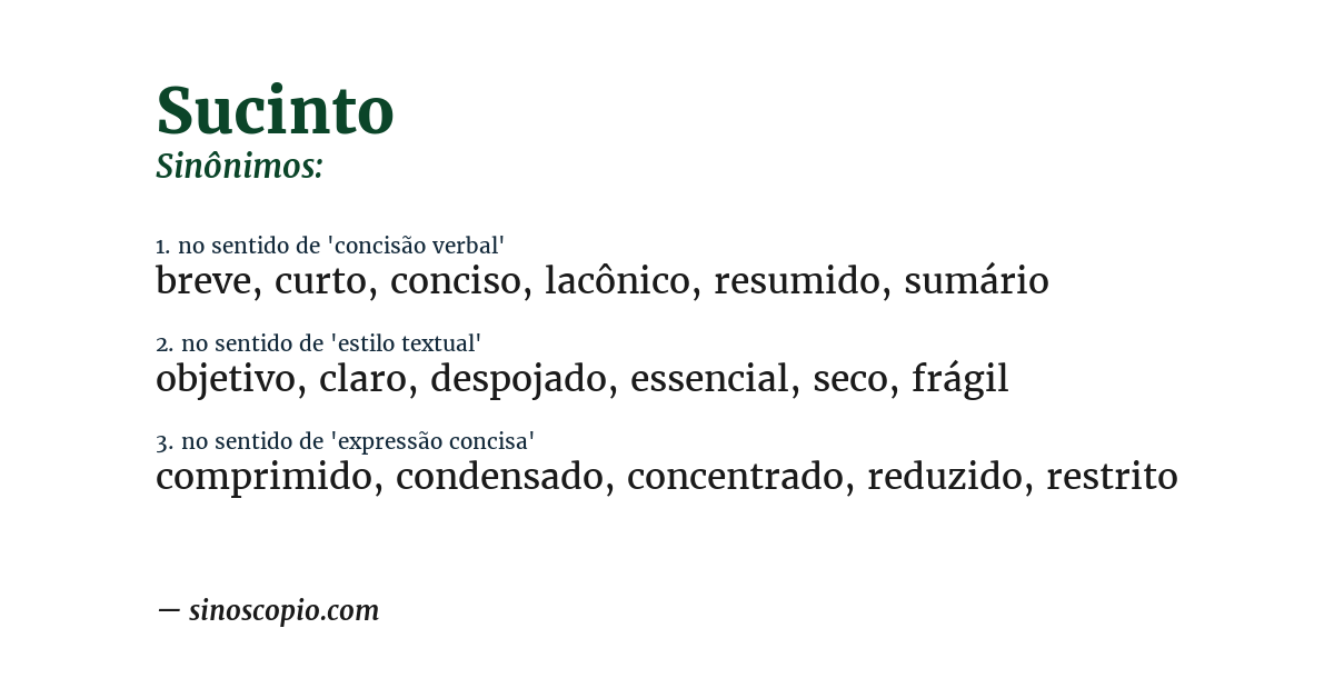 Sinônimo de sucinto