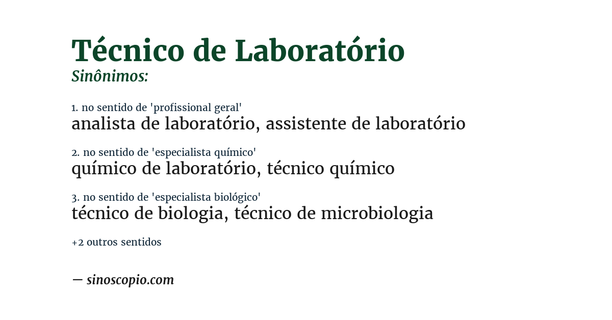 Sinônimo de técnico de laboratório