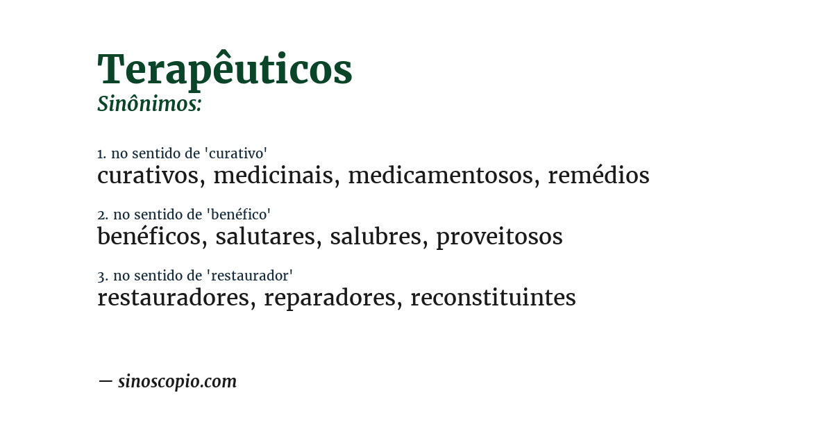 Sinônimo de terapêuticos