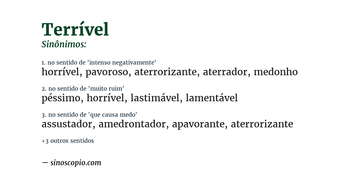 Sinônimo de terrível