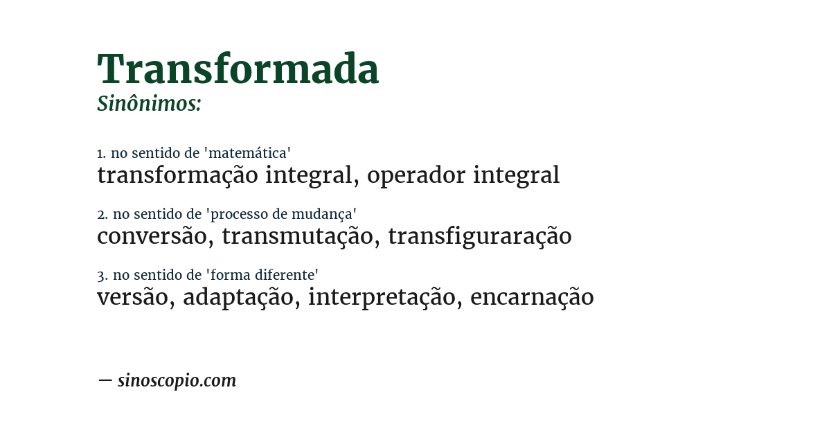 Sinônimo de transformada
