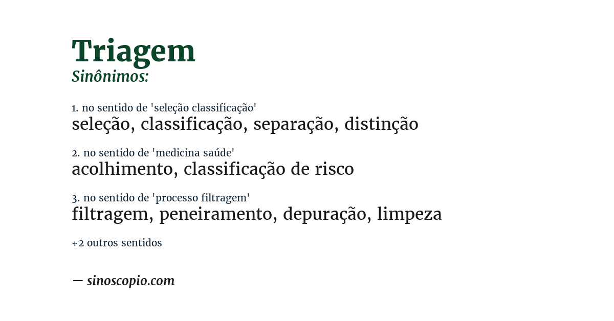 Sinônimo de triagem