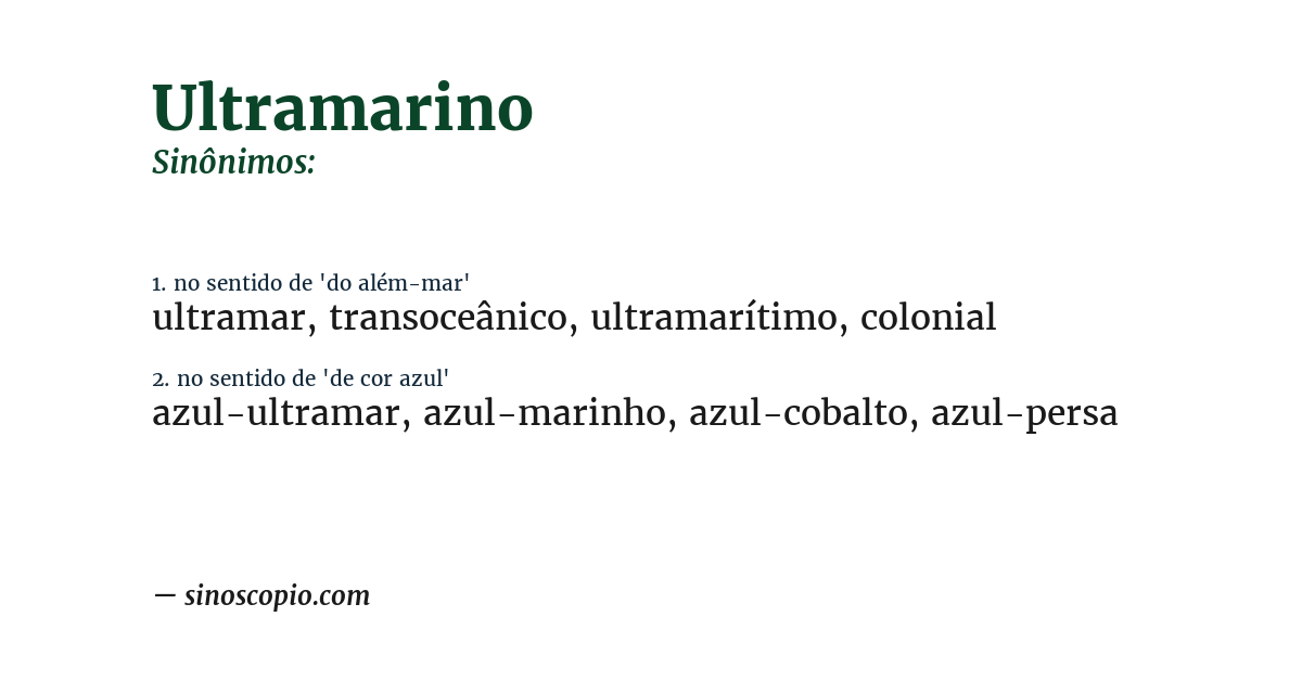 Sinônimo de ultramarino