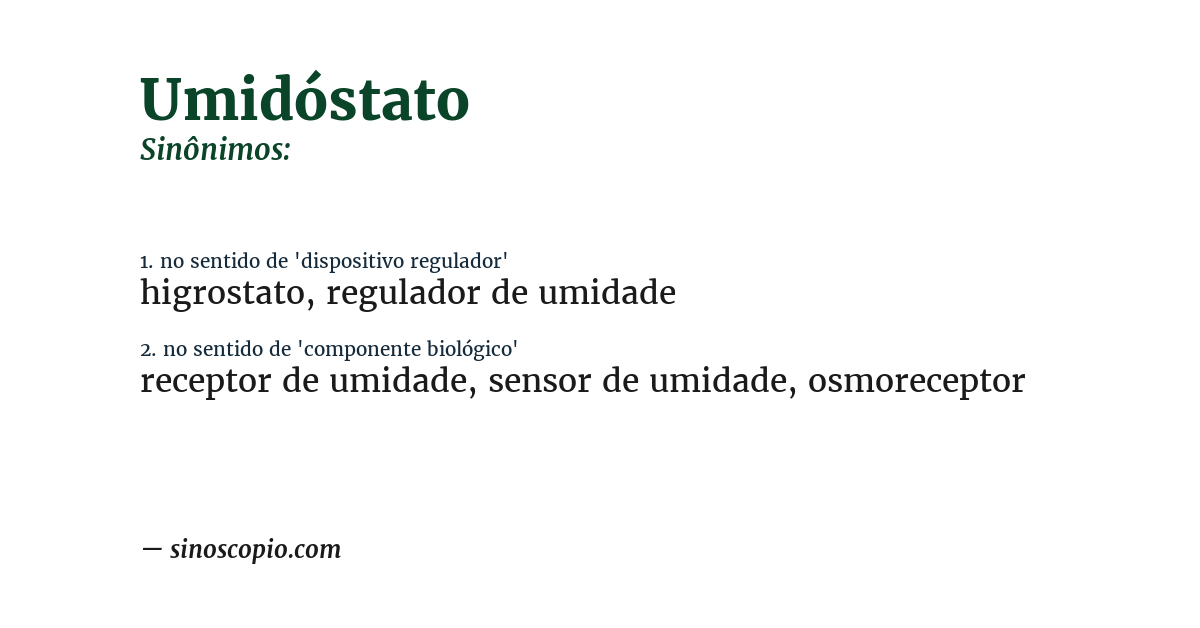 Sinônimo de umidóstato